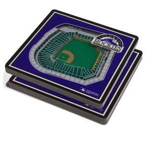 Colorado Rockies MLB 3D Stadium 4 Coasters 2 Packs of 2 Coasters Coors Field
